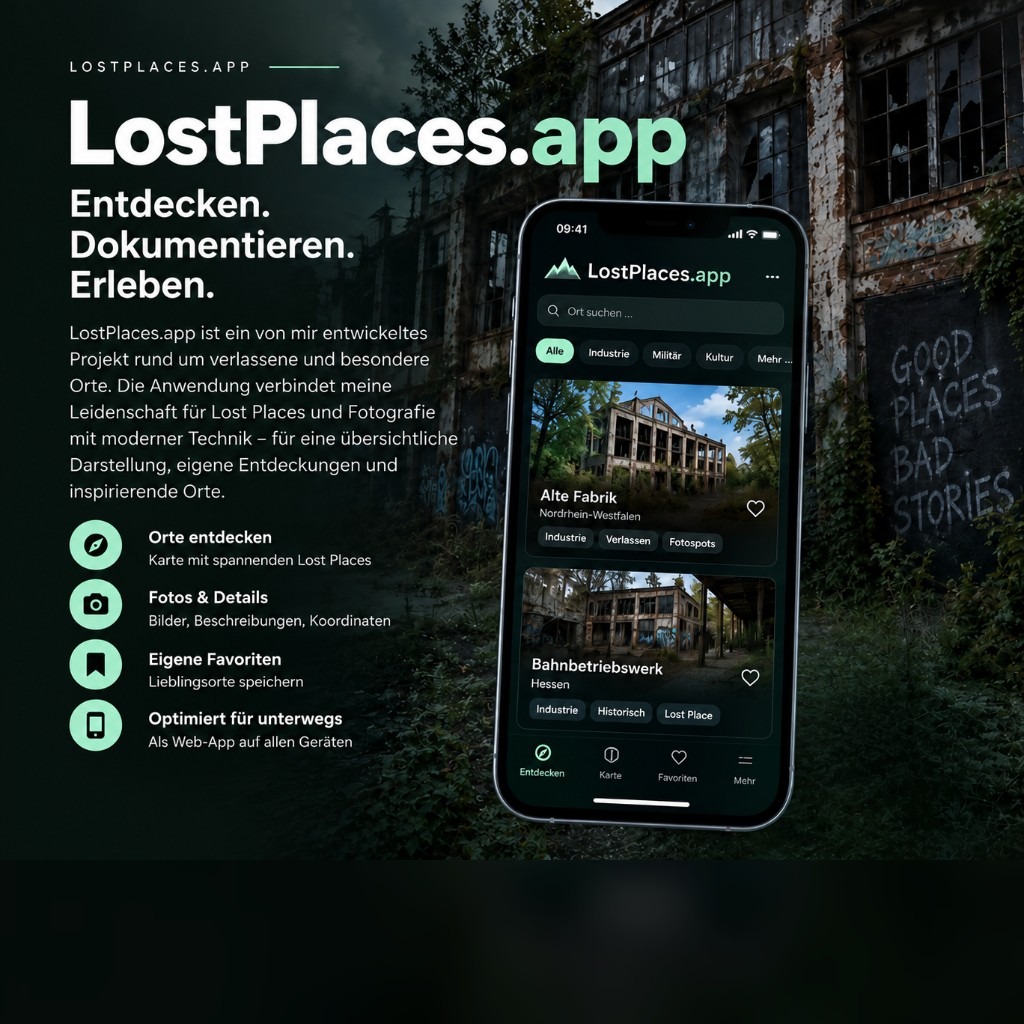 LostPlaces.app: Webplattform für verlassene Orte auf dem Smartphone